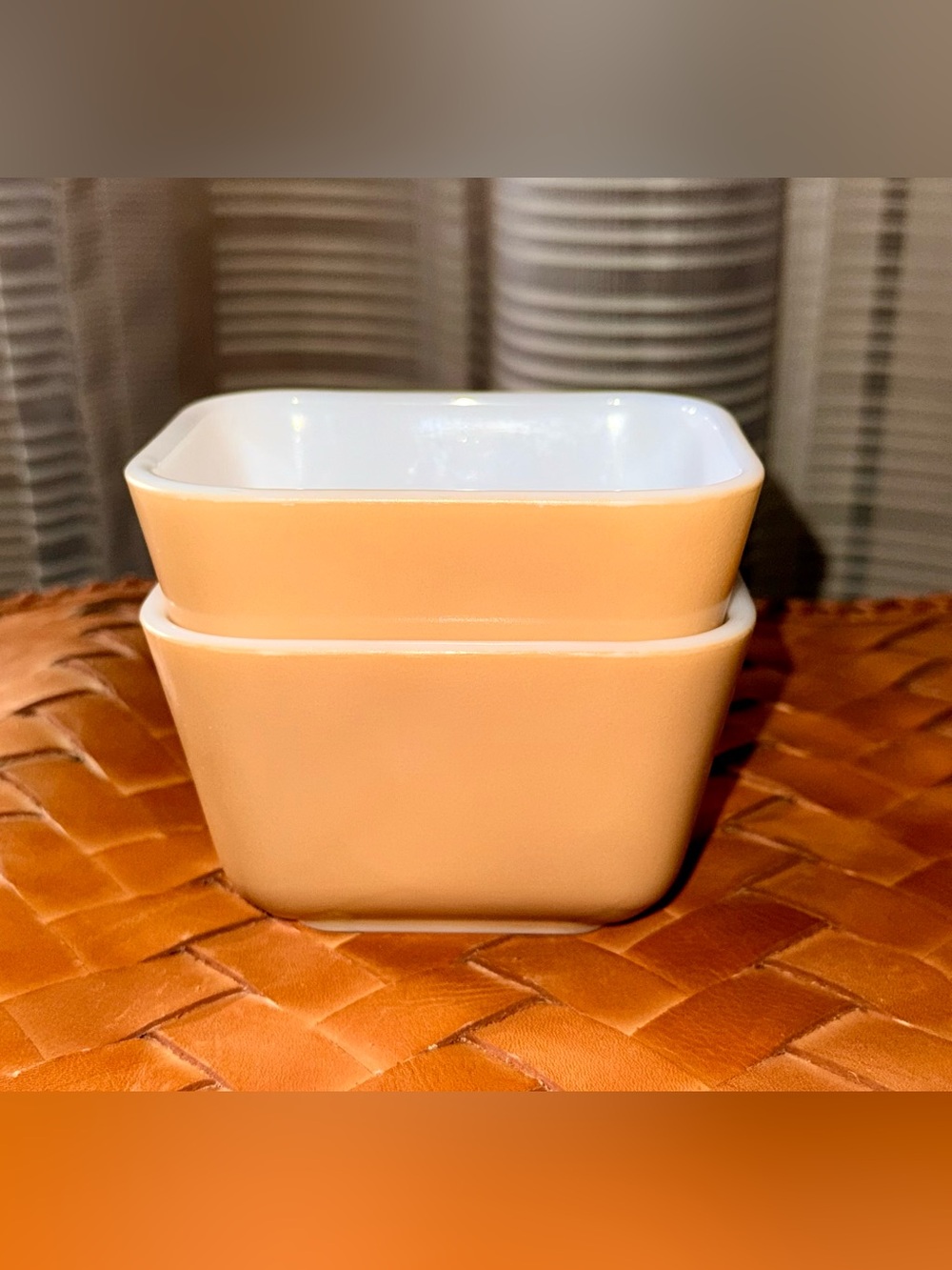 Vintage Pyrex Woodland 501-B Refrigerator Dishes Set of 2 Milk Glass No Lids!